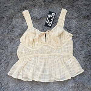 Future Collective Cropped Sleeveless Top Cream Chic Women's Small NEW